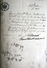 Document d'archive : demande d'autorisation de construire signée par J. Volland et S. Landshut