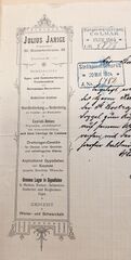 courrier de l'entrepreneur Julius Jarige avec marge publicitaire (1904)