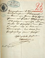 Document d'archive: courrier de l'entrepreneur E. Widman concernant les travaux, côté rue du Puits (6.4.1876)