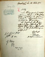 Document d'archive: courrier du commanditaire dans lequel l'architecte Falk est cité (25.3.1903)