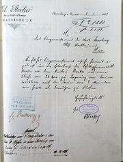 Document d'archive: courrier à en-tête de Eduard Stecher (8.3.1899)