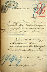 Document d'archive: courrier qui ouvre le dossier (25.1.1864)