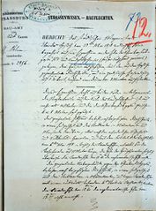 Document d'archive: recto de l'autorisation de construire, datée du 10.7.1878 et signée au verso par l'architecte de la Ville Jean Geoffroy Conrath.