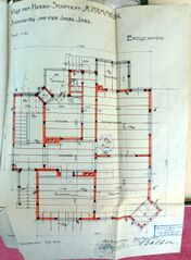 Dessin d'archive : plan du rez-de-chaussée (1905)