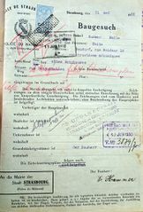 Document d'archive : recto de la demande d'autorisation de construire (Baugesuch)