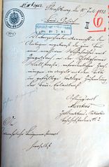 Document d'archive: demande d'autorisation de construire signée par le commanditaire (10.7.1883)