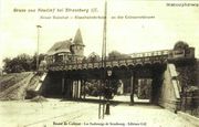 le pont vers 1910. on voit les rails ainsi qu'un tramway