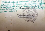 Verso de la carte d'agrément du Ministère de la Reconstruction délivrée le 7.4.1948