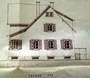 Dessin d'archive: dessin moderne de la maison (1989), façade sud