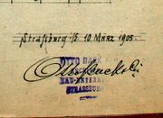 Document d'archive: tampon et signature de l'architecte et entrepreneur Otto Back (1905)