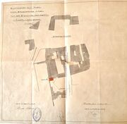 1911, plan de situation pour l'ajout d'une salle à manger à l'arrière, réalisation de l'entrepreneur Jean Baptiste Matter pour les Soeurs de Sainte Croix