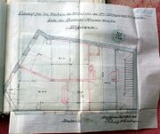 Dessin d'archive : plan du rez de chaussée du 13.7.1893 signé par le seul propriétaire (en rouge = les transformations)