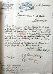 Document d'archive : demande d'autorisation de l'architecte Osterloff en date du 24 .12.1906 pour l'ajout de 2 balcons à l'immeuble de J. Volland