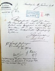 Document d'archive: demande d'autorisation, en date du 26 janvier 1904, avec la signature du commanditaire