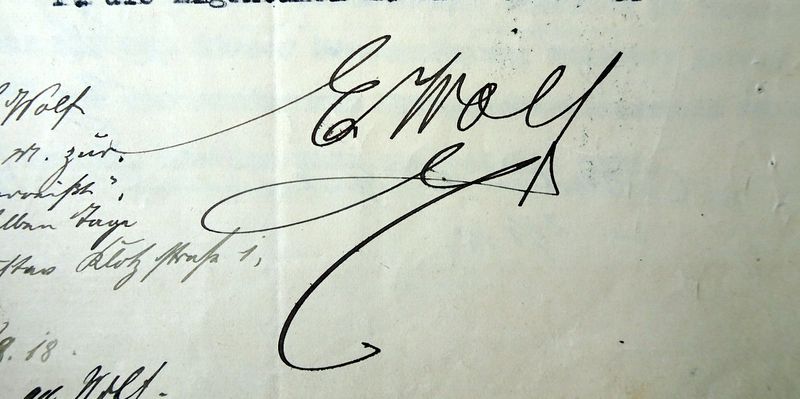 Fichier:Signature de Emile Wolf, en 1918 (807W62).jpg