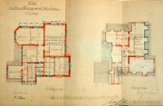 Dessin d'archive: plans du 1er étage et des combles