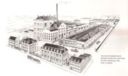 1936. Vue d'ensemble de l'usine avec la route des Romains au premier plan
