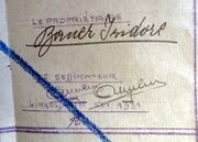Document d'archive : détail de la signature de l'auteur des plans