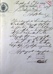 Document d'archive: courrier de l'entreprise de constructions J. et E. Klein, en date du 5 juillet 1888