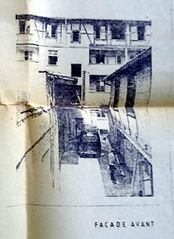 Document d'archive: photocopie de photo des bâtiments à l'arrière, sans doute vers 1985