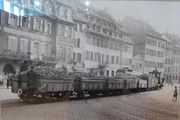 rue des Bouchers, transport de betteraves à sucre vers Erstein, vers 1930
