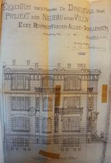 plan n°5: Elévation de la façade côté allée de la Robertsau, datée du 5 novembre 1901