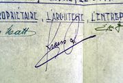 Document d'archive : signature de l'architecte, en 1935