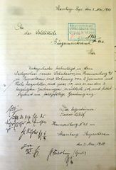 Docuemnt d'archive: demande d'autorisation de Jakob Weitz pour la transformation du toit (3.5.1910)